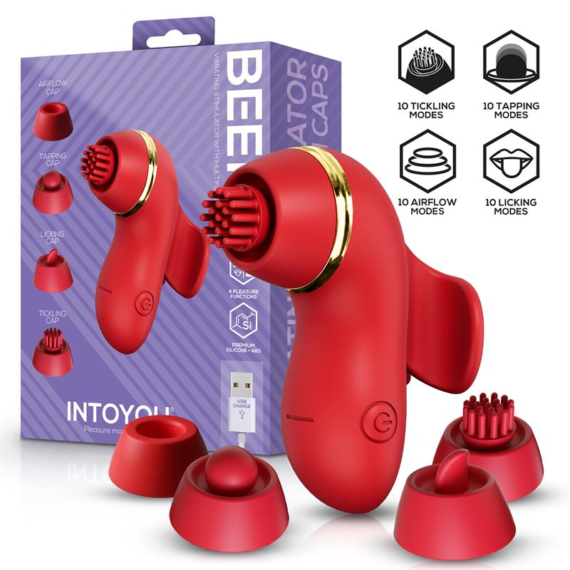Beeny Estimulador con 4 Cabezales, Succión, Tapping, Tickling y Licking – imagen 1