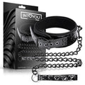 Black Sapphire collar ajustable con correa de cuero vegano