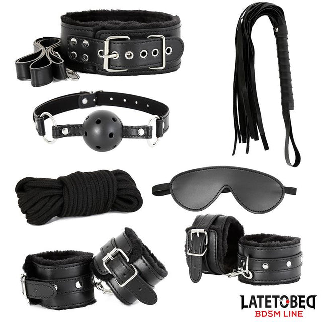 LateToBed set bondage negro de 7 piezas