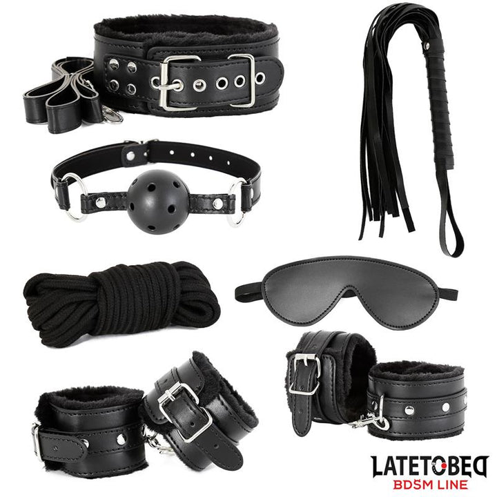 LateToBed set bondage negro de 7 piezas