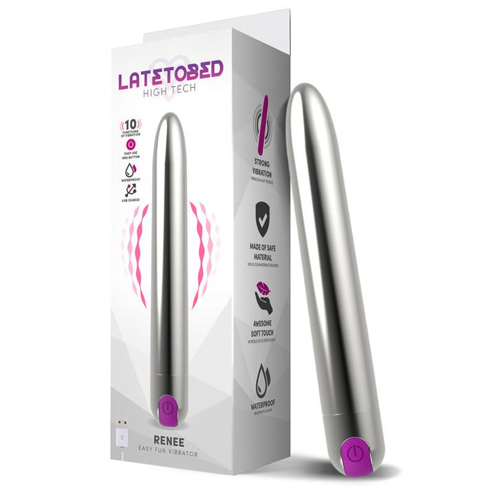 Latetobed Renee vibrador 10 funciones USB plata