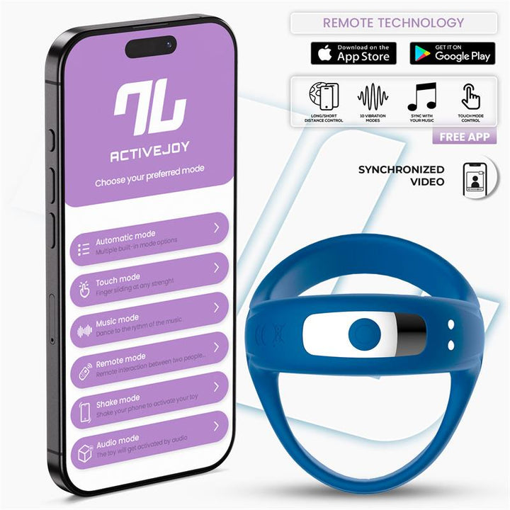 Intoyou · Rank Anillo Vibrador con App Azul
